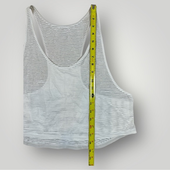 Lululemon White Striped Racerback Tank Top Athletic Yoga Crop - Picture 4 of 6